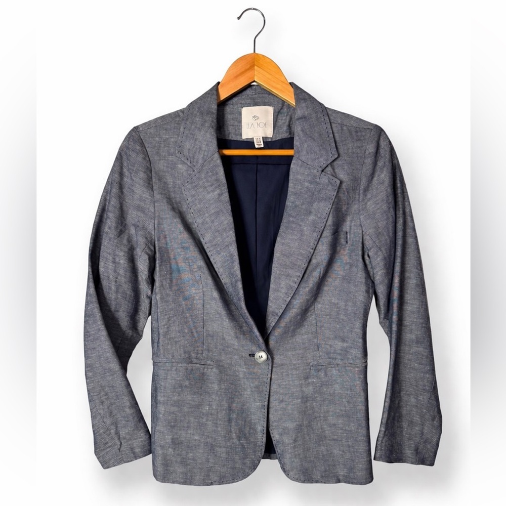 Lila Rose Heathered Blue Tailored Blazer Career Office Business Casual Jacket M